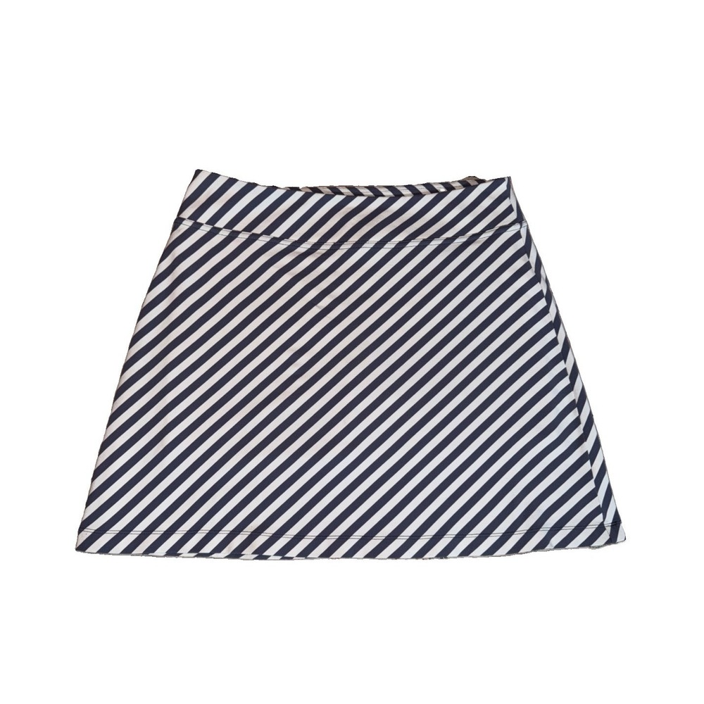 Athleta Woman's White & Gray Stripped Skort Size M Lined Pockets